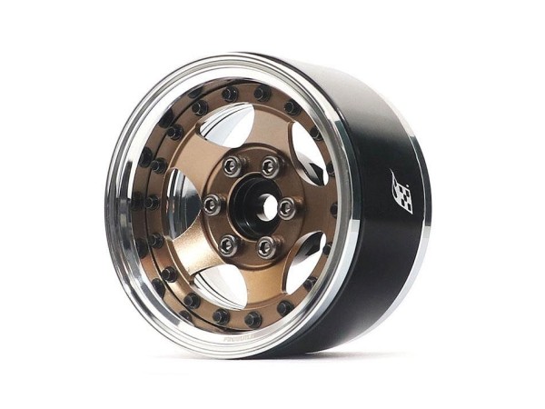 Boom Racing ProBuild™ 1.9" SV5 Adjustable Offset Aluminum Beadlock Wheels (2) Chrome/Bronze