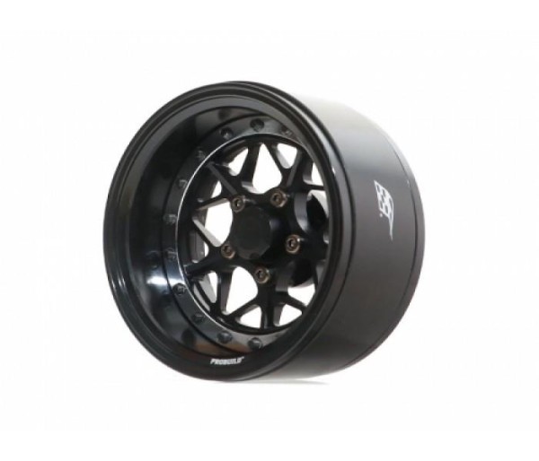 Boom Racing ProBuild™ 1.9" LGB Adjustable Offset Aluminum Beadlock Wheels (2) Black/Black