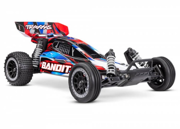 Traxxas TRX24254-8-RED Bandit rot 1/10 2WD Buggy RTR Brushed, HD, mit Akku und 4 Ampere USB-C-Lader