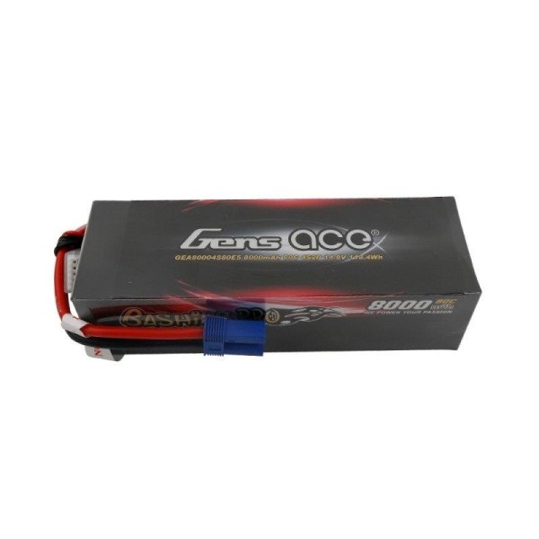 Gens Ace 8000mAh 14.8V 4S2P 80C Lipo Battery Pack with EC5 Plug-Bashing Pro Series