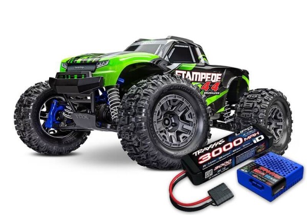 Traxxas TRX67154-4YGRN Stampede 4x4 BL-2S grün 1/10 Monster-Truck RTR BL-2S SET gratis Akku & Lader