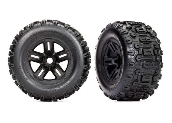 Traxxas TRX9672 Reifen auf Felge montiert 3.8 Felge schwarz Sledgehammer® RE Sledge & E-REVO