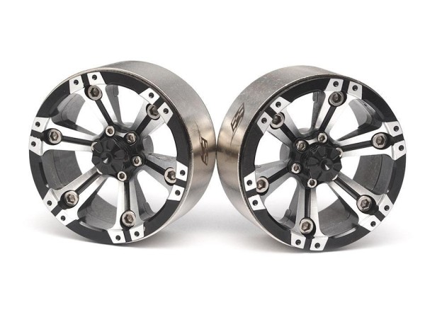 Boom Racing CHROMA™ 1.9 High Mass Beadlock Aluminum Wheels Spoke-6 (2) Style A Black [RECON G6 The F