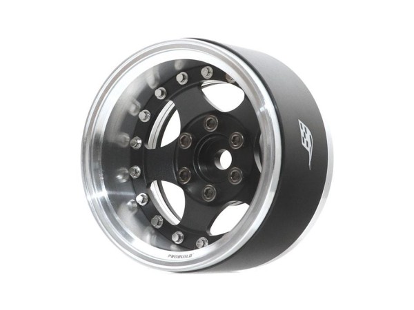 Boom Racing ProBuild™ 1.9" SV5 Adjustable Offset Aluminum Beadlock Wheels (2) Raw Silver/Matte Black