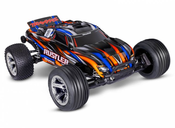 Traxxas TRX37354-4-ORNG Rustler 1/10 2WD Stadium-Truck orange RTR BL-2S Brushless