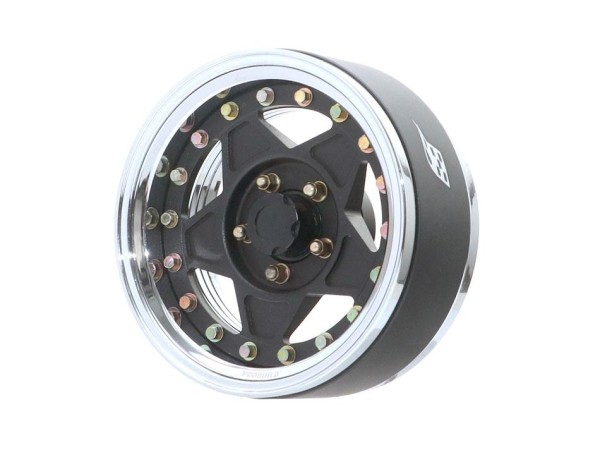 Boom Racing ProBuild™ 1.9" Narrow RTS Adjustable Offset Beadlock Wheels (2) Chrome /Matte Black