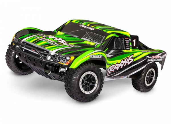 Traxxas TRX58234-8-GRN Slash grün 1/10 2WD Short-Course RTR Brushed Akku und 4Ampere USB-C-Lader & C