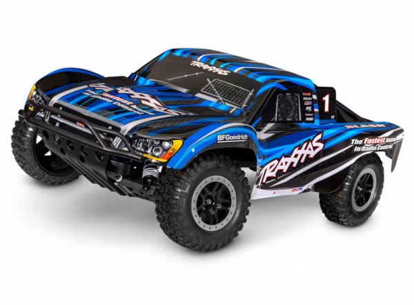 Traxxas TRX58234-8-BLUE Slash blau 1/10 2WD Short-Course RTR Brushed Akku und 4Ampere USB-C-Lader &