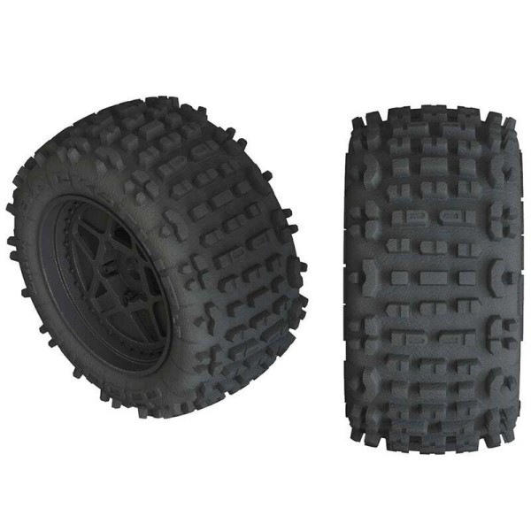 AR550050 1/10 dBoots Backflip LP Front/Rear 3.8 Pre-Mounted Tires, 17mm Hex, Black (2): 4S