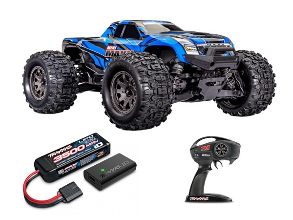 Traxxas TRX107154-1-BLUE MINI MAXX 4WD BL-2s Monster Truck RTR mit Akku + Lader